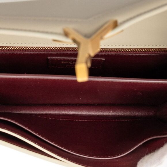 Saint Laurent Cassandra YSL Logo Chain Shoulder Bag Ivory Leather - Picture 4 of 6